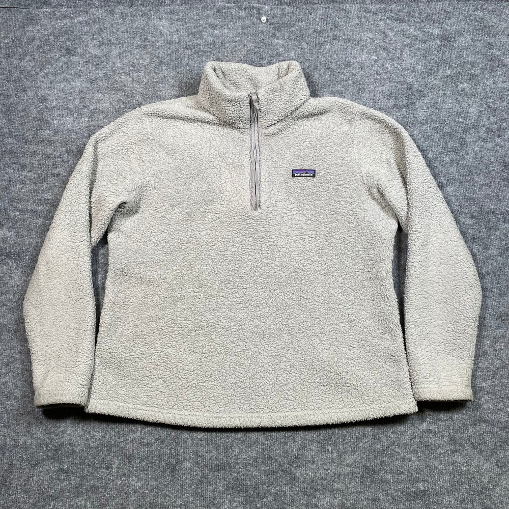 Patagonia Los Gatos 1/4 Zip Fleece Pullover Gray Womens XL High Pile Mock Neck